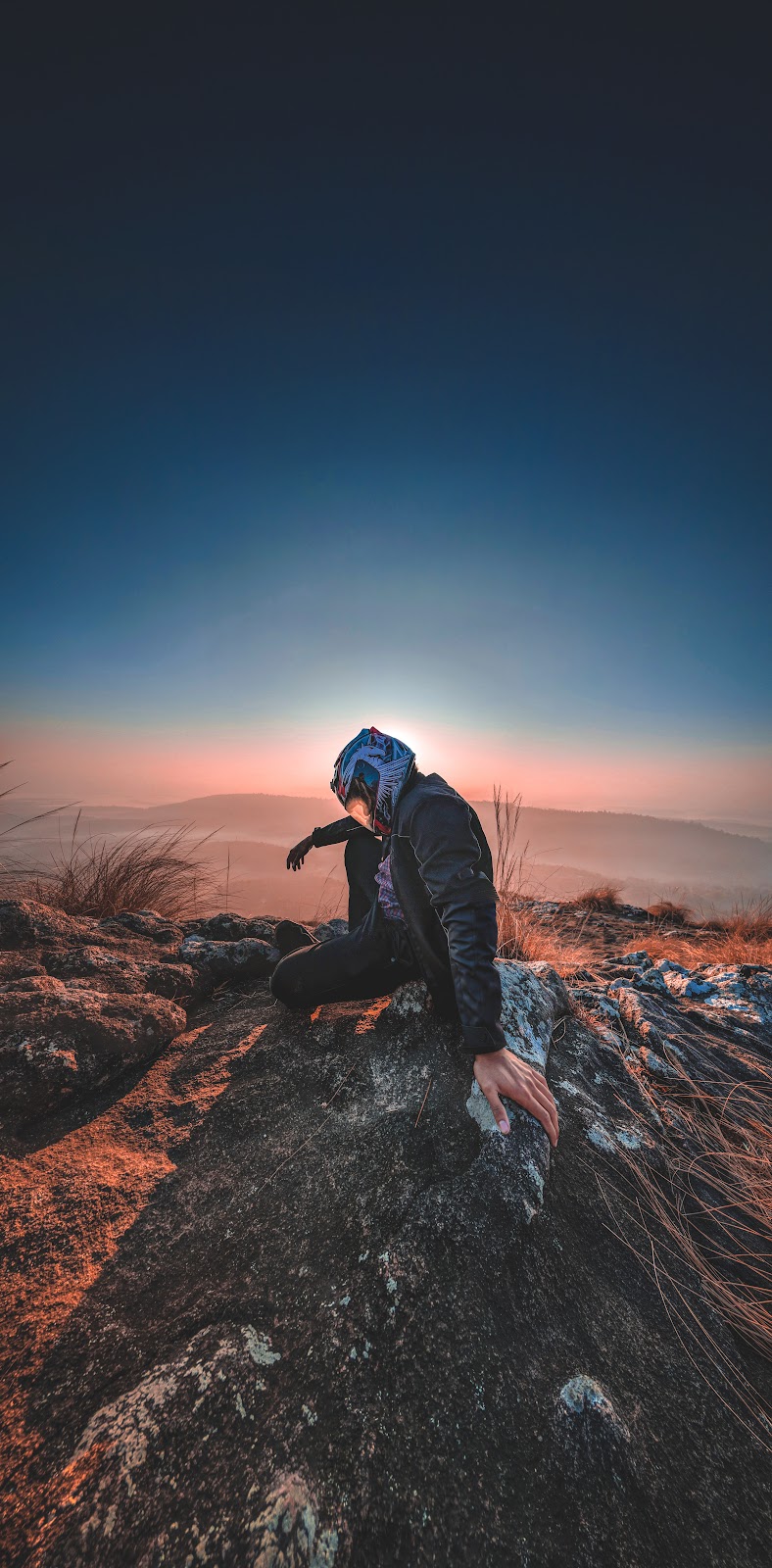 man running on a sunset background